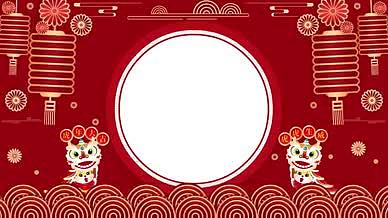 虎年红色喜庆拜年边框视频的预览图